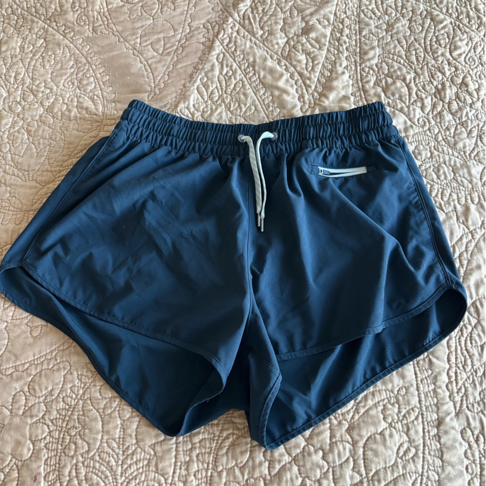 Vuori Navy Blue Athletic Shorts with White Drawstring